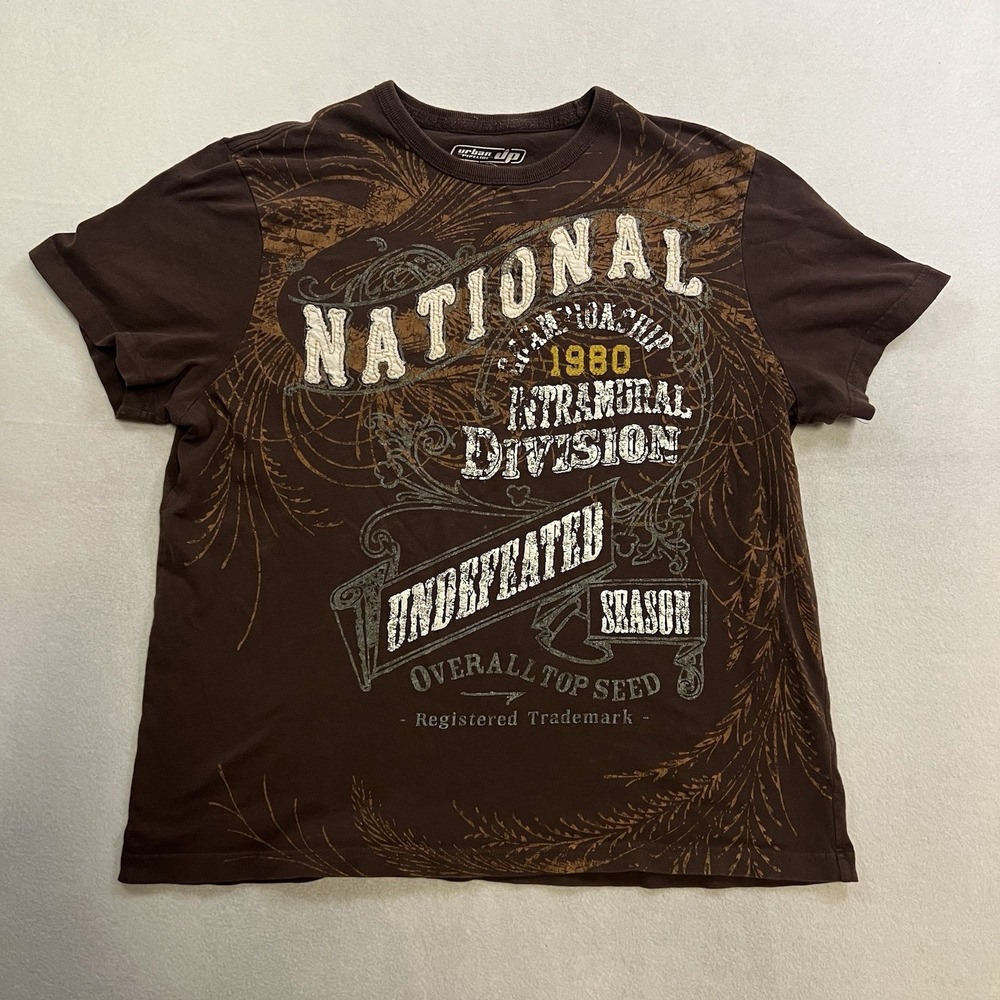 Vintage Urban Up Pipeline T-Shirt Mens Size XL Brown Distressed Y2K Short Sleeve